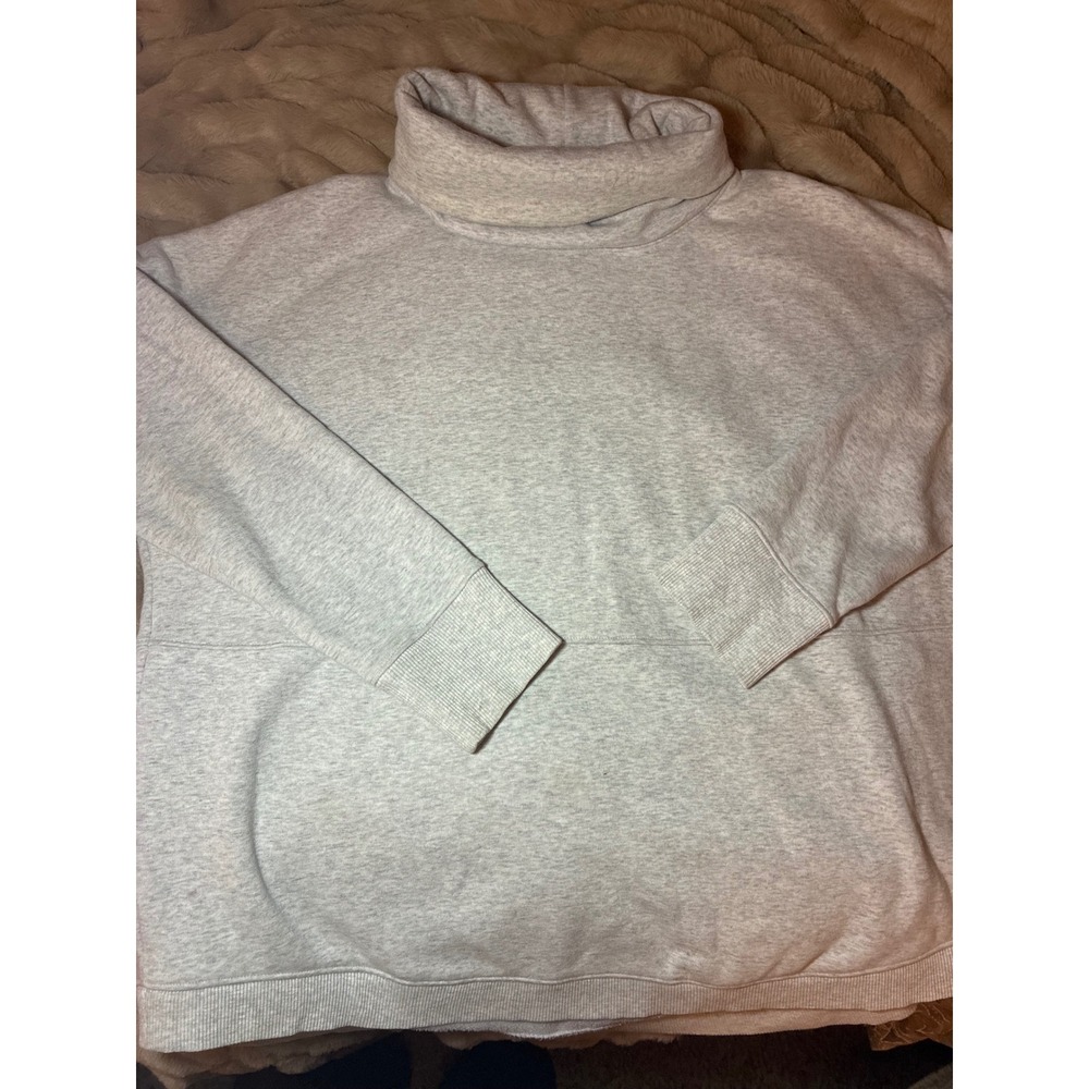 Athleta Womens Gray Funnel Neck Cowl Sweatshirt Pullover Size M